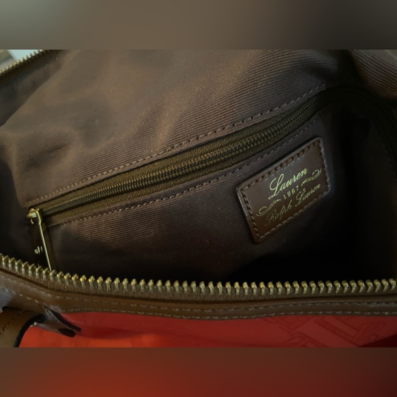 Vintage Polo Ralph Lauren red embossed horseshoes RLL tote hand bag GC~ - Picture 13 of 17